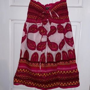 Long Paisley Print Strapless Top